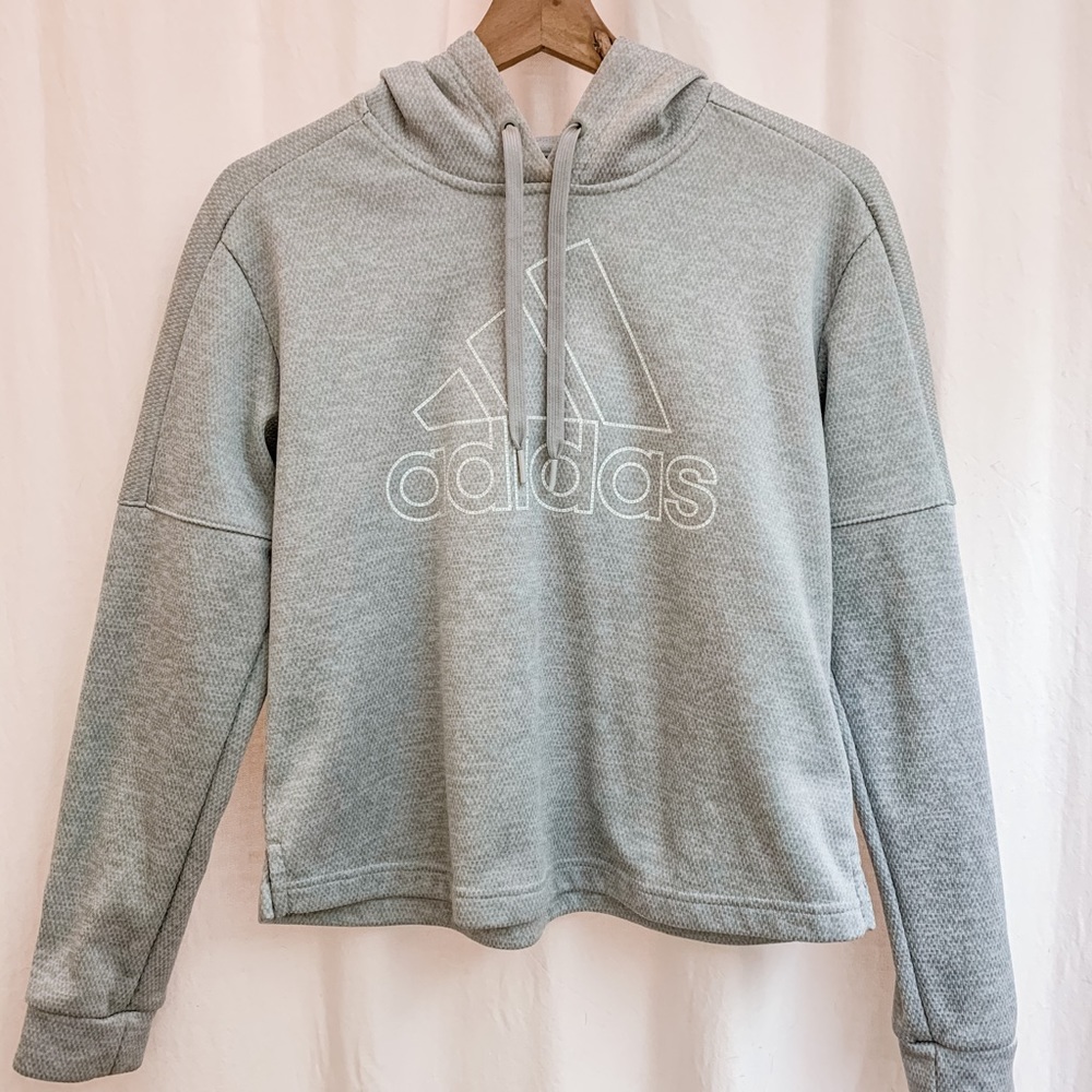 Sporty cropped grey and white hoodie | small